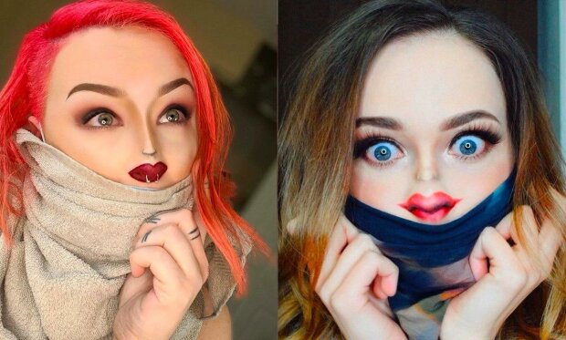 Lidé mění v nové make-up výzvě své hlavy v miniaturní obličeje